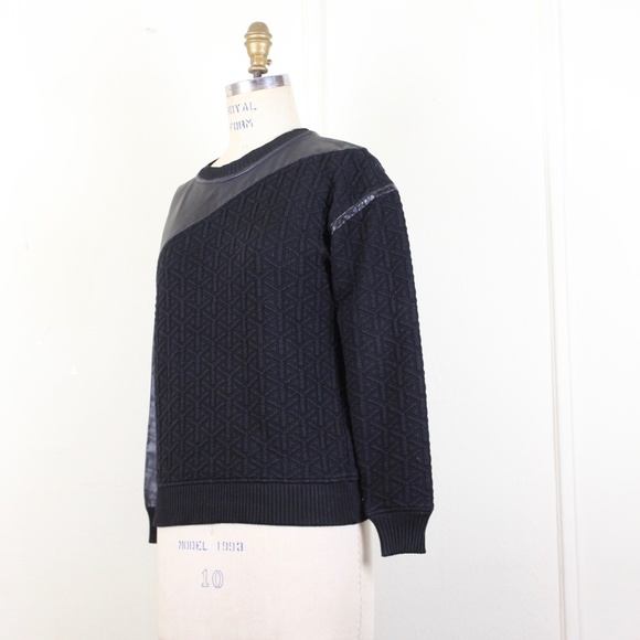 Ohne Titel Black Leather Quilted Sweatshirt / Sweater - xs, extra small - Picture 5 of 7